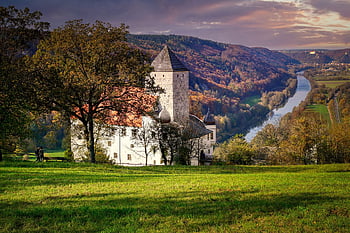 castle, ma, beautiful, splendid Colors, hike, fortress, trees, germany, landscape, old, masonry