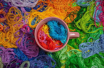 vlákno, barvitý, pohár, barvy, pletací příze, bavlna, textura, textil, příze, tvořivost, růžový