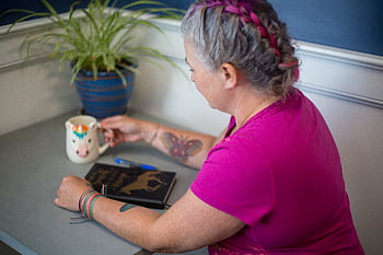 woman, journaling, journal, hand, note, pen, paper, notebook, female, diary, work