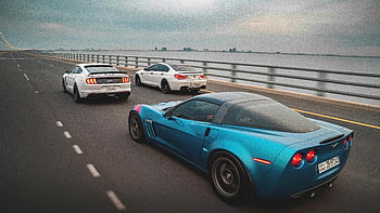 rychle jedoucí auta, sportovní automobily, oceán most, Rychlost, přesnost, závody, obrovský oceán, silnice, Výkon automobilu, automobilového průmyslu, most pohled