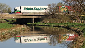 Eddie Stobart, Northbound, M6, Hassall Green, Sandbach, Cheshire, Trent Mersey Canal, reflection, truck, bridge, canal