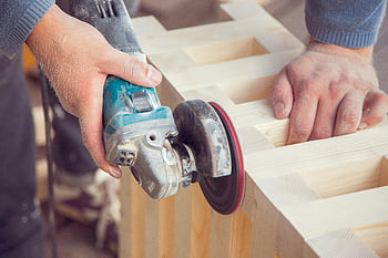 artisan, polishing, wooden planks, electric grinding machine, craftsman, grinder, woodworking, skill, craftsmanship, close-up, action
