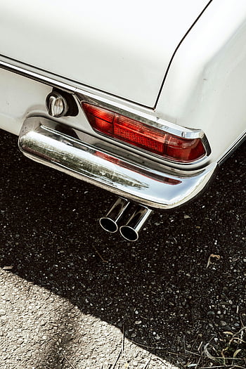 Historické auto, výfukové trubky, klasické auto, zadní světlo, asfaltové pozadí, výfuku z chromu, Retro vozidlo, automobilový detail, vzadu, výfukový systém, Vintage automobilový průmysl