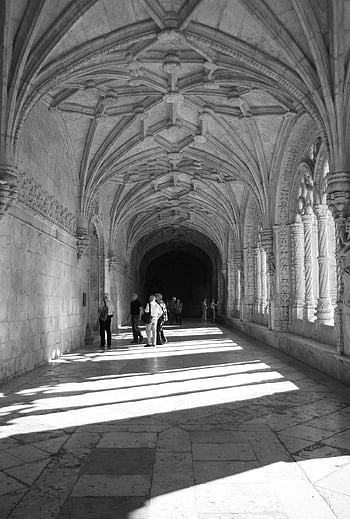 mosteiro dos jerónimos, Jeronimos klášter, Lisabon, Portugalsko, belem, budova, lisboa, kostel, koridor, klášter, víra