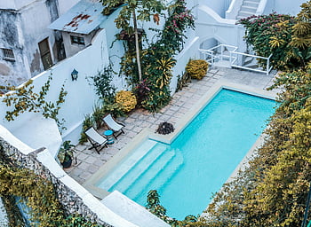 swimming pool, outdoor villa, turquoise pool, lush greenery, relaxing view, villa view, outdoor pool, poolside, villa garden, pool area, villa garden view