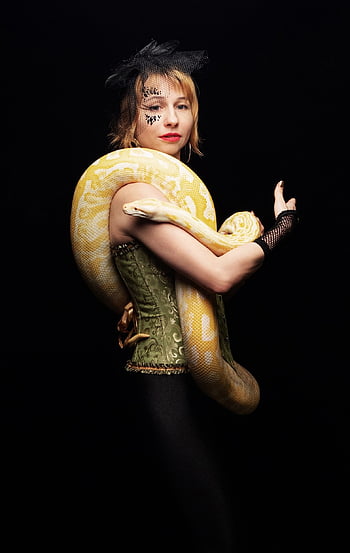 python, snake, albino, young Woman, woman, portrait, reptile, terrarium, exotic, boa, nature
