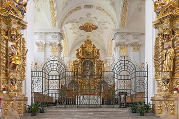 abadía de disentis, Iglesia, interior de la iglesia, altar, capilla, arquitectura, columnas, monasterio