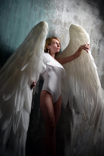 anděl, křídla, žena, Modelka, kombinézu, Elf, magie, fantazie, elegantní, peří, roztomilý