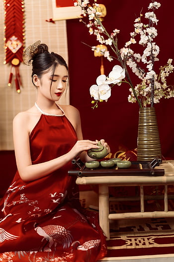 tet, månenytår, vietnamesisk kvinde, ao dai, vietnam, pige, traditionel kjole, tradition, vietnamesisk kultur