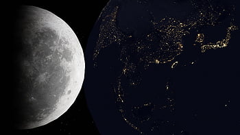 earth, moon, orbit, space, astronomy, 3d, blender, cosmos, galaxy, planet, stars