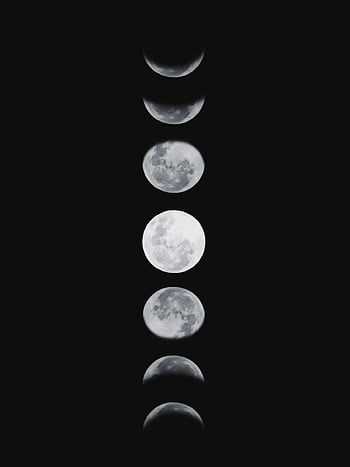 fáze měsíce, vertikální sekvence, temná obloha, měsíční cyklus, srpek měsíce, úplněk, voskování gibbous, Ubývající gibbous, Měsíční fotografie, noční obloha, astronomie