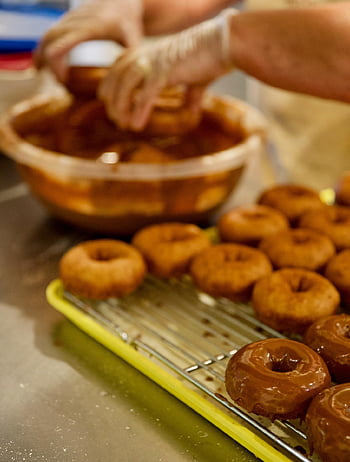 donuts, bakery, glaze, sweets, doughnuts, dip, baking, pastry, treat, sugar, dessert
