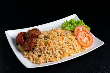 пържен ориз, храна, азиатски, чиния, кухня, nasi goreng, брашно, зеленчук, кашу, ядки, къри