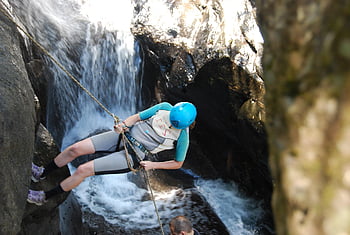 slaňování, canyoning, sportovní, dobrodružství, venku, extrémní, lezení, vodopád, lano