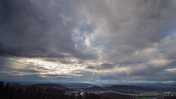雲、 雨雲、 アルプス、 遠いビジョン、 見通し、 自然、 寒冷前線、 霧、 夕暮れ、 風