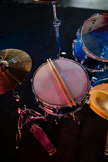 bacchette, tamburo rullante, batteria, Piatti, avvicinamento, strumenti musicali, scatto dinamico, percussione, drumming