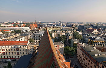 paesaggio urbano, Wroclaw, Polonia, vista aerea, edifici, architettura, tetti, chiese
