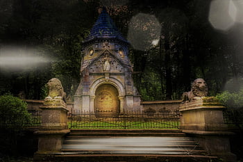 temple, lion Temple, mystical, old, middle Ages, mood, ruin, grim, horror, dark, abandoned