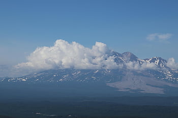 montagne, vulcani, Kamchatka, il piede, natura, estate, la neve, altopiano, tossine, nuvole