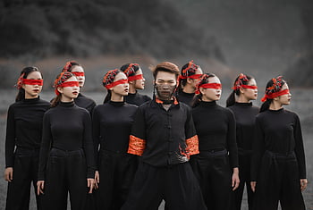 noir, groupe, foule, dansant, équipage, Danse, groupe de dance