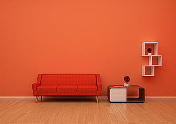sofa, orange, cushion, furniture