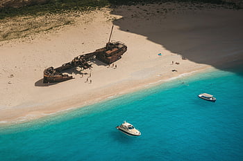 Navagio Beach, zakynthos, Yunanistan, gemi enkazı, Kumlu kıyı, hava fotoğrafçılığı, Temiz turkuaz sular, ünlü gemi enkazı, plaj, havadan görünüş, turkuaz denizi
