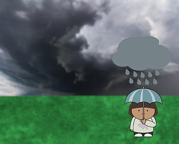 girl, laptop Wallpaper, umbrella, nature Background, sky Background, storm, clouds, rain, nature, windows Wallpaper, sky