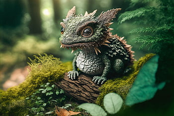 drak, les, fantazie, Příroda, zvíře, výkres, Ai generováno