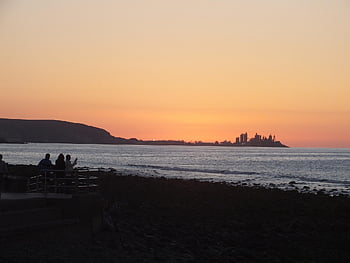 atardecer, παραμορφώνω, cielo, costa, παραλία, paisaje, playa, amarillo, horizonte, ήλιος, θάλασσα