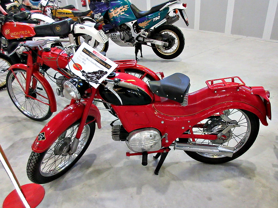 moto guzzi, ισπανία, Z-98, μοτοσυκλέτα, το κόκκινο, κρασί, έκθεση, απεικόνιση, κάρτα πληροφοριών, ρετρό, ποδήλατο