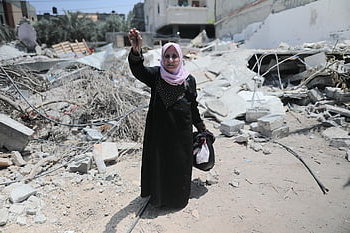 woman, war, gaza, destruction, ruins, sad, sadness, palestine, outdoors, city, poverty
