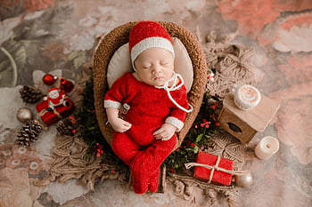 bebis, spädbarn, jul, nyfödd, sovande baby, porträtt
