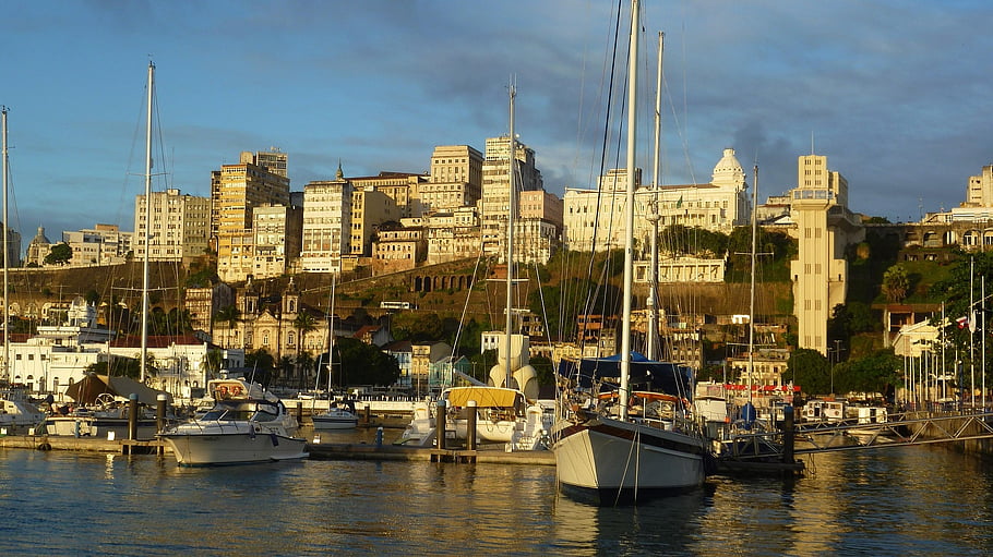 lodí, město, dok, cestovat, cestovní ruch, salvador, bahia, horního města