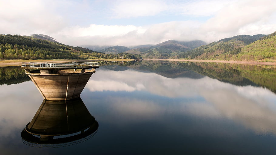 reservoar, demning, dammen veggen, natur, himmel, fjellvann, Outlook, energiproduksjon, Goslar, harpiks, lavere saxoni