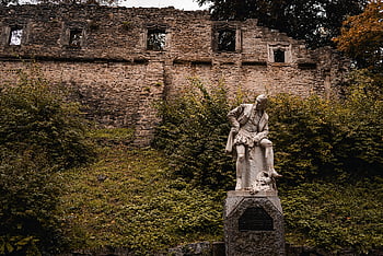 William Shakespeare, Monument, Statue, Wand, Skulptur, Sehenswürdigkeiten, Weimar, Thüringen, Deutschland