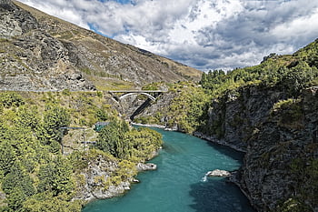 new Zealand, kawarau River, flow, water, mountains, fiordland National Park, fjordland, national Park, nature, landscape, south Island