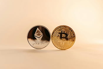 Bitcoin coin, Ethereum coin, digital currency, blockchain technology, crypto currency, close-up photo, crypto coins, Bitcoin, Ethereum, cryptocurrency, digital assets