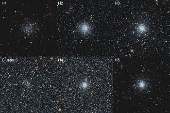 Fornax dwarf, globular cluster, sky, space, universe, Fornax H1, Fornax H2, Fornax H3, Fornax H4, Fornax H5, Cluster 6