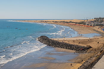 maspalomas, Španělsko, prázdnin, pláž, moře, písečné duny, grancanaria, playa del ingles, pobřeží, atlantický, písečná pláž