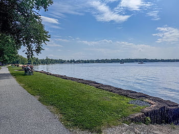 pista ciclabile, Vermont, natura, paesaggio, nuvole, lago, viaggio, all'aperto