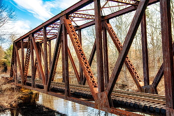 ponte ferroviario, rotaie, Ferrovia, paesaggio, vecchio, architettura, Norwich, Connecticut, Salto indiano, infrastruttura, acciaio