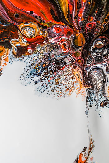 abstract background, multicolored paints, fluid art, vibrant swirls, reds, oranges, whites, captivating patterns, abstract art, colorful painting, fluid painting