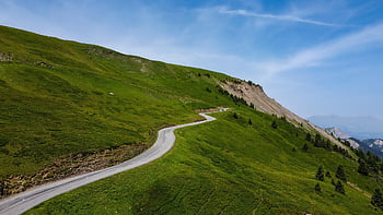 hora, krajina, silnice, francouzské Alpy, Příroda, horské krajiny, asfaltová silnice, navíjení, pozadí krajiny, krajina tapety, navíjecí horská silnice