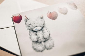 Medvídek, Vintage styl, Romantická karta, srdce dekorace, okouzlující ilustrace, detail, obálka, vintage romantický, karta s medvídkem, srdce kartu, vinobraní karta