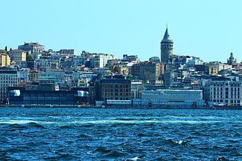 elvemunningen, hav, galata tårn, natur, strandet i Istanbul, byutsikt