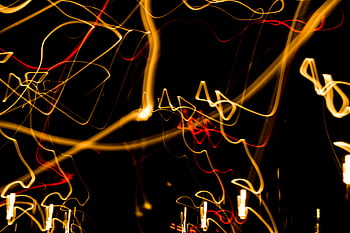 lampu kuning, lampu merah, gambar abstrak, Jalur cahaya yang semarak, pola dinamis, latar belakang hitam, seni ringan, fotografi paparan panjang, Jalur cahaya berwarna -warni, fotografi abstrak, lukisan cahaya