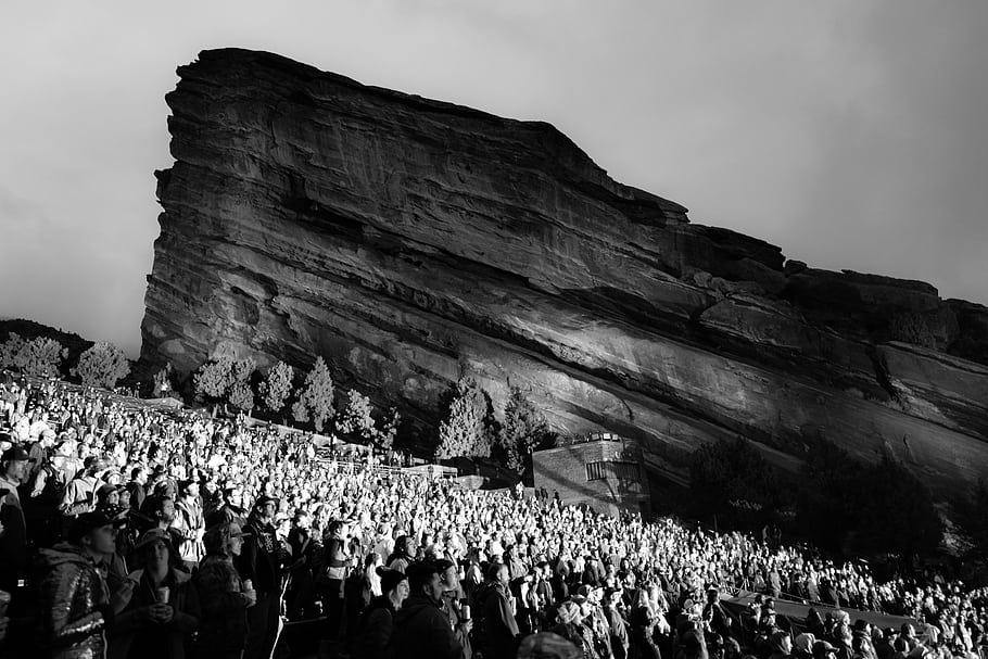Red Rocks, Amphitheater, Colorado, concert, music, people, crowd, outdoor, event, nature, Morrison