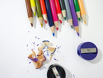 multi colored pencils, white background, bright colored pencils, sharpeners, pencil shavings, white surface, colorful pencils, pencil sharpeners, art supplies, stationery, creative tools