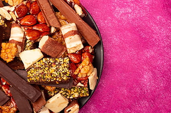 chokolade, desserter, mad, søde sager, nødder, mælkechokolade, mørk chokolade, slik, chokoladebar, sund og rask, snacks