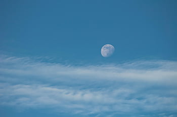 moon, nature, sky, blue Sky, clouds, blue, atmosphere, night Sky, moods